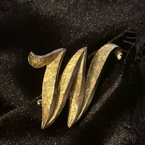 Vintage W or M Mamselle Initial Brooch